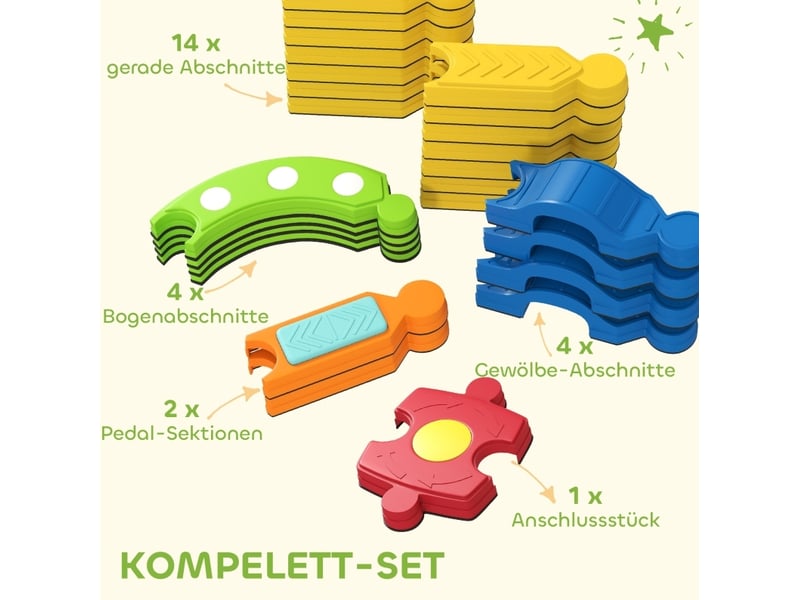  Parcours d'équilibre enfant 176 x 176 cm – multicolore – 25 éléments antidérapants pour jeu sensoriel  - Conforama E