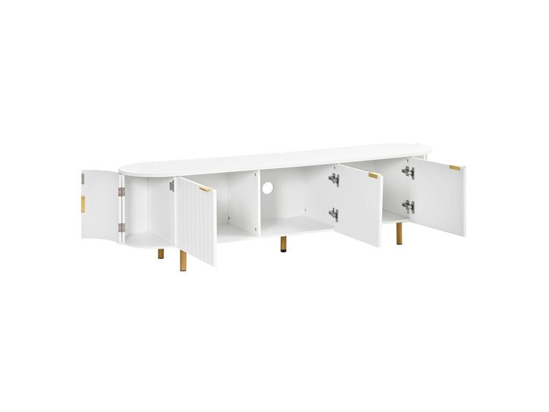  Meuble tv bas à 5 portes en mdf 170x40x47 cm blanc  - Conforama E
