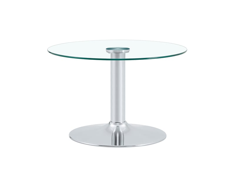  Table basse ronde ulevr en verre trempé ø70 cm, piètement métallique argenté, hauteur 45 cm  - Conforama A