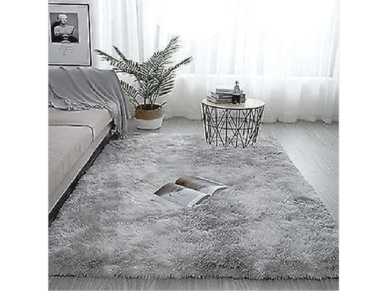  Tapis de maison en laine de soie, dégradé d'épaisseur 80x160cm, teinture par nouage à l'eau gris argente, pour salon et chambre à coucher PA308030 - Conforama A