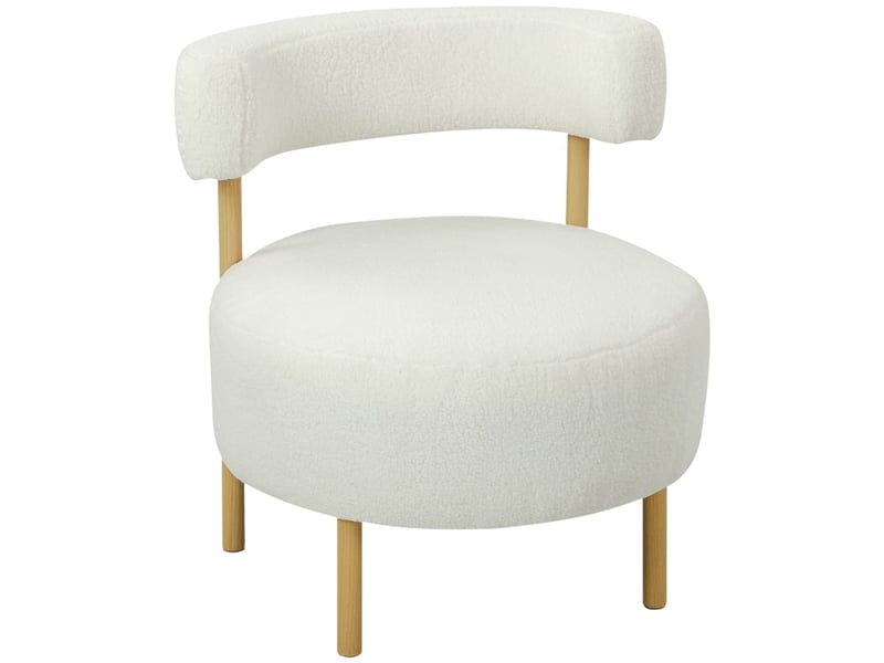  Chaise 67 x 67 x 71 cm revêtement en sherpa piètement métal aspect bois coloris crème blanc  - Conforama E