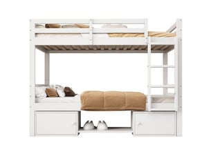 Lit superposé 90x200 cm <strong>OOIILLEE</strong>  <strong>Luxe haut de gamme</strong> coloris blanc
