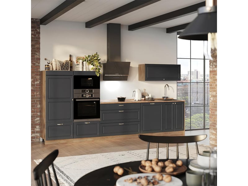  Vicco cuisine, anthrazit-gold landhauschêne de force doré, 340cm sans pt  - Conforama C