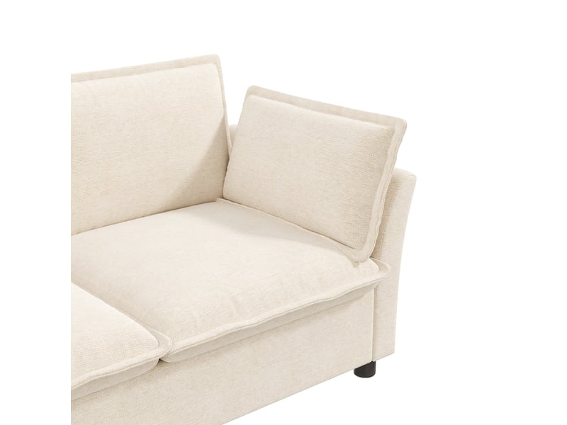  Canapé 1 place en tissu chenille beige avec led intégrée et coussins amovibles pour salon  - Conforama D