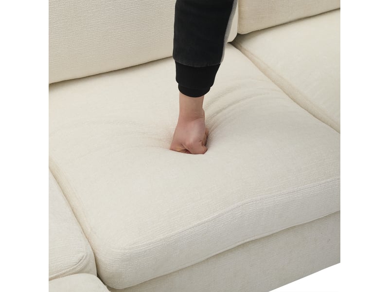  Canapé d'angle convertible 3 places en l, canapé lit tissu lin beige, petit espace, 194x118x81cm  - Conforama E