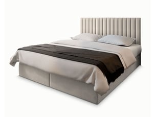 Lit avec rangement 160x200 cm <strong>MASSENO</strong> <strong></strong> coloris beige