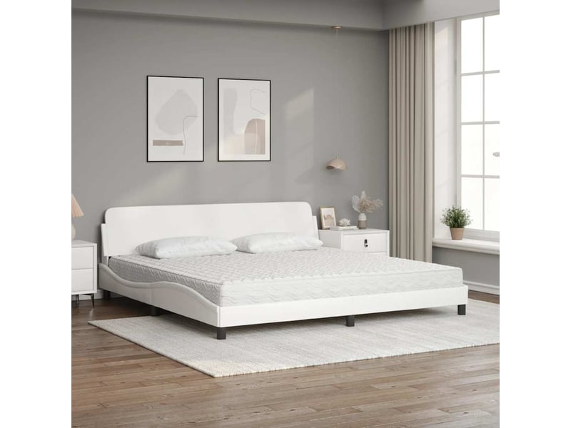 Lit avec matelas dover blanc 200x200 cm similicuir - Conforama C