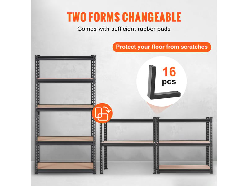 Etagere de rangement 5 niveaux reglables etagere de garage metallique de charge lourde 907,2 kg 75x30x152 cm meuble rayonnages de stockage pour cuisine atelier sous-sol salle de bain buanderie  - Conforama E