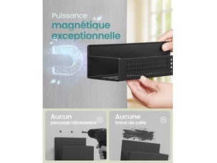 Étagère à épices magnétique lot de 4 organiseur 2 grandes et 2 petites étagères de cuisine sans perçage pour cuisine réfrigérateur micro-ondes machine à laver noir d’encre 12_0005551