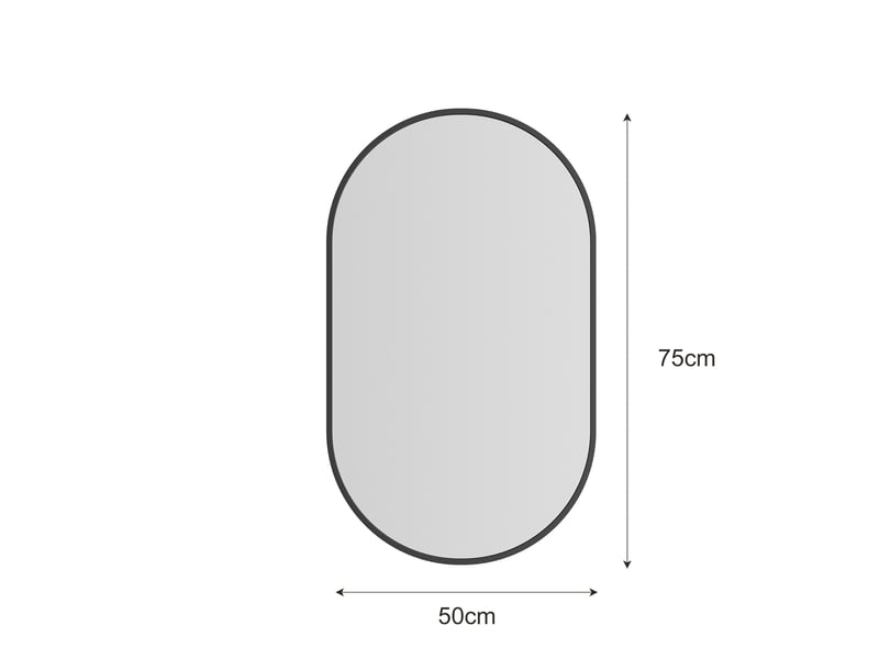  Miroir ovale mural 75x50 cm, miroir de adapté à salle de bain chambre et salon, cadre aluminium renforcé incassable, verre trempé, noir  - Conforama E