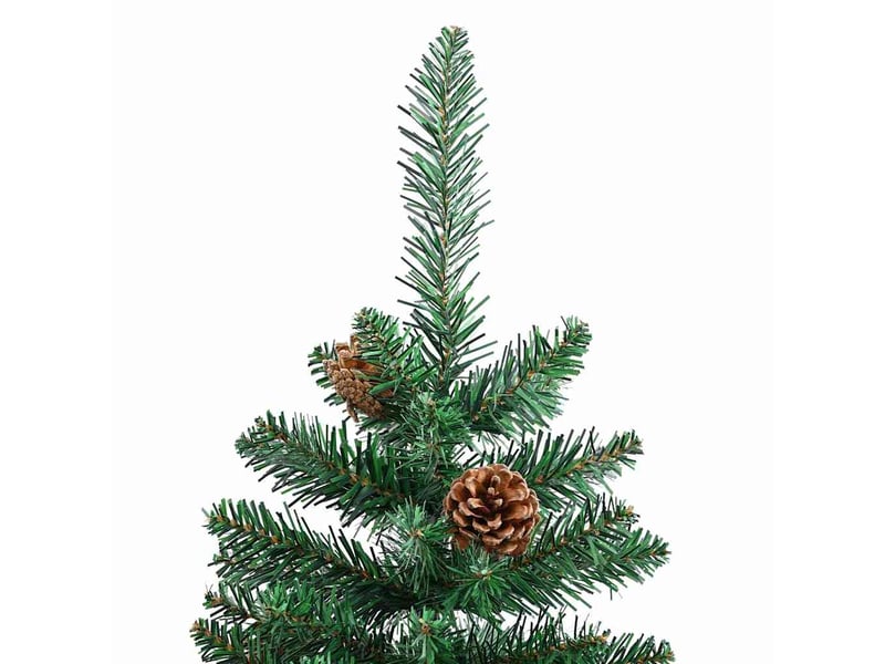  Sapin de noël - arbre de noël mince avec bois véritable et cônes vert 150cm pvc  - Conforama D