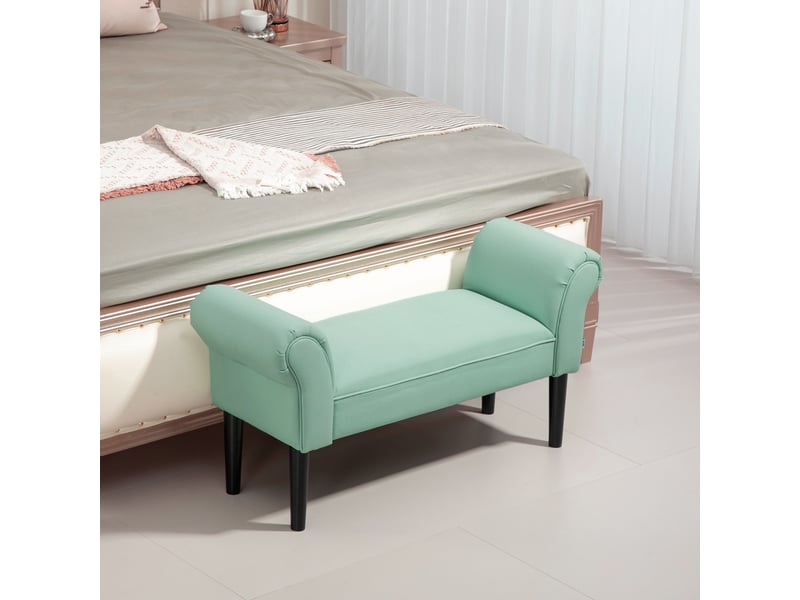  Banc entrée bout de lit rembourré pour chambre à coucher, tissu à voile, vert, 102 x 36 x 51 cm  - Conforama D