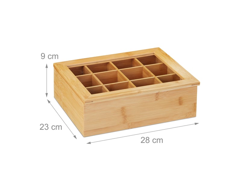  Boîte à thé de rangement design moderne 12 compartiments accès facile en bambou naturel 13_0009016  - Conforama B