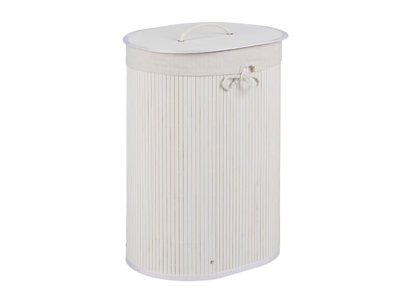  Panier à linge ovale design moderne rangement salle de bain 46 l en bambou naturel 13_0010064  - Conforama A