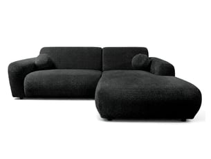 Louise - canapé d'angle droit 4 places en velours texturé - best mobilier - gris anthracite