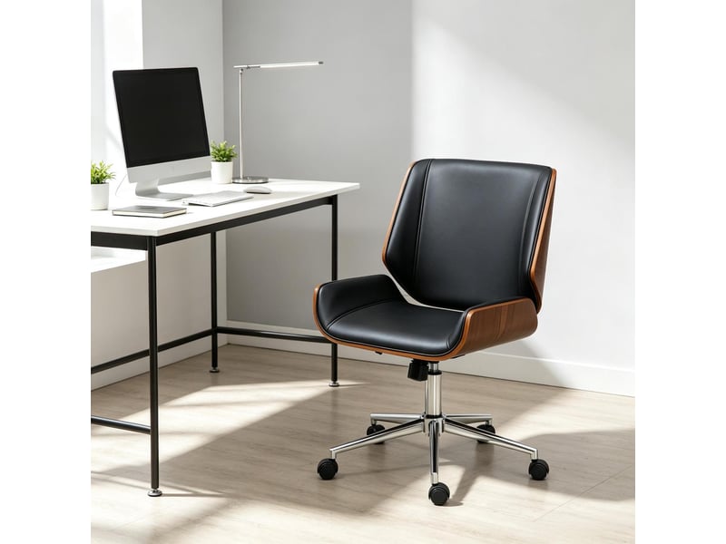  Chaise de bureau pivotante réglable noir et marron 53 x 60 cm T5828P543178 - Conforama B