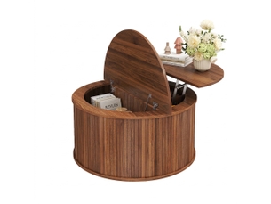Table basse rond(e) coloris bois foncé <strong></strong> <strong></strong> - 88 cmx88 cm