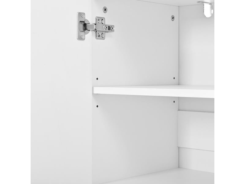  Buffet meuble à chaussures 3 portes mdf et panneau de particules blanc 120x37x80 cm GL8990W - Conforama E