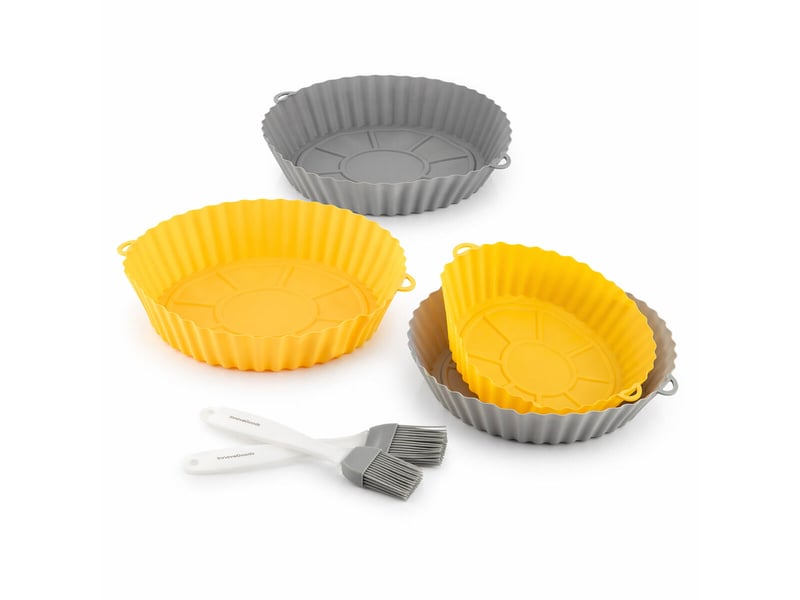  Pack de 4 paniers en silicone avec poignées pour friteuse à air et 2 pinceaux innovagoods  - Conforama A