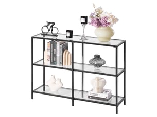 Vevor table console verre 3 niveaux, rectangulaire, moderne, noir.