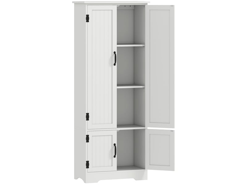  Buffet de cuisine armoire de cuisine contemporaine multi-rangements 2 placards 3 étagères mdf blanc panneaux particules  - Conforama B