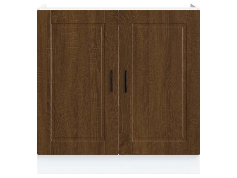  Meuble de cuisine, meuble bas pour évier chêne marron bois ingénierie  - Conforama D