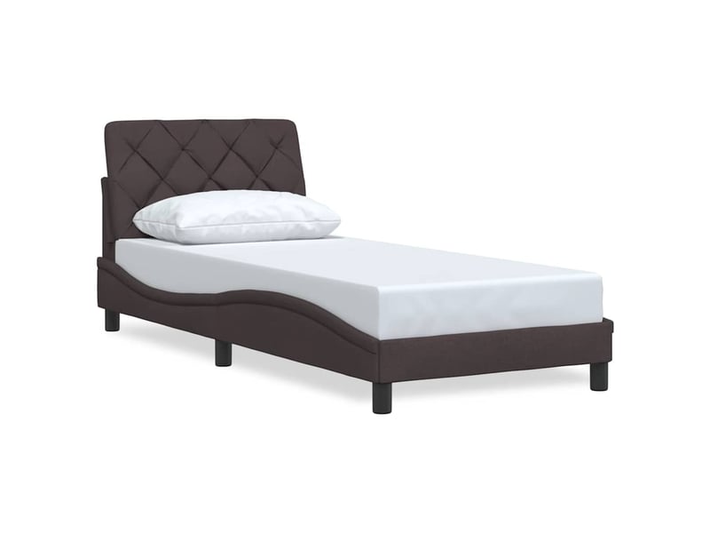  Lit adulte, lit simple, cadre de lit sans matelas marron foncé 80x200cm tissu cf14982  - Conforama A