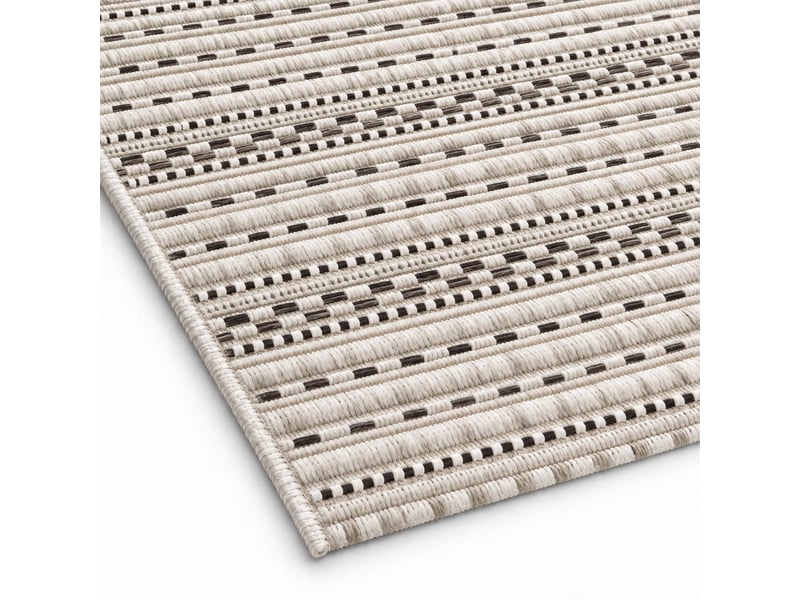  The white stone tapis extérieur à rayures 140x200 cm blanc glacier | pour intérieur et extérieur, résistant aux uv et à l'eau, lavable | tapis en polypropylène tissé à plat effet sisal  - Conforama B