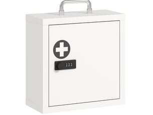 Armoire à pharmacie murale 30x14x30 cm avec serrure à combinaison métal blanc