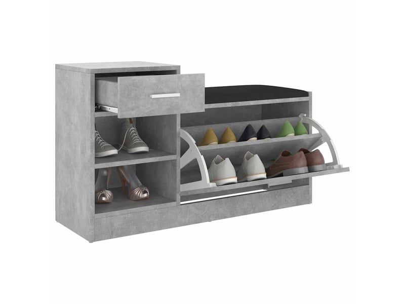  Banc à chaussures, meuble à chaussures gris béton 94,5x31x57 cm aggloméré  - Conforama E
