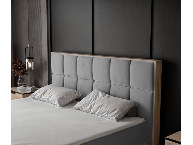  Lit adulte lavio ii - 180x200 cm - matelas ressorts + surmatelas - coffre de rangement - velours doux hydrofuge gris LAVIO II - Conforama D
