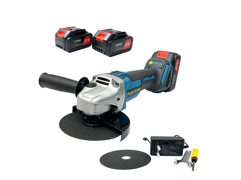  Meuleuse d'angle sans fil 21v avec moteur en cuivre 1000w, 7000rpm, 2 batteries 4.0ah, changement de disque rapide et poignée anti-vibration  - Conforama A