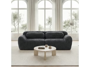 Canapé modulable 2 places, canapé modulaire, 204x104x73 cm, peluche, mousse élastique, base antidérapante, gris