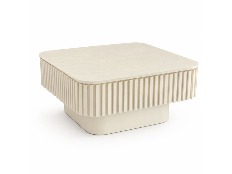 Table basse carrée 75x75 cm, crème, avec coffre Fay Lum - Conforama A