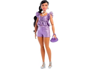 Poupée barbie mattel jfp43 deluxe style - tenue améthyste métallisée