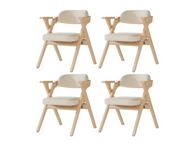  4 chaises pliantes pour salle à manger en bois massif beige - confortables, atmosphériques et faciles à ranger  - Conforama A