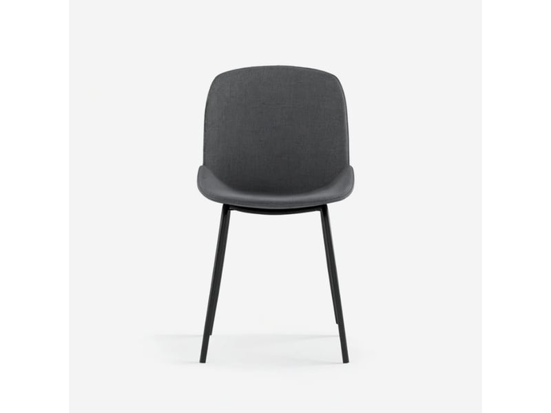  Lot de 4 chaises de salle à manger rembourrées en tissu adhara - gris foncé  - Conforama D