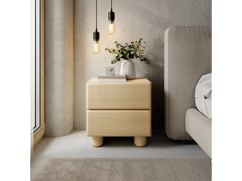  Table de nuit hani, 2 tiroirs, 50x38x52h cm chêne marron Hani - Conforama B