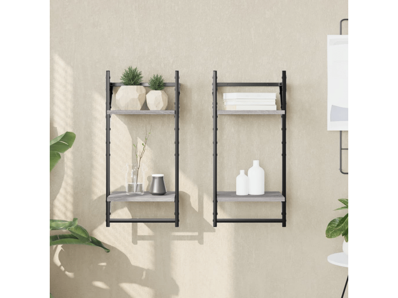 Étagères murales à 2 niveaux avec barres 2 pcs sonoma gris- comfortxl - Conforama A