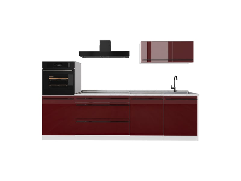  Vicco cuisine, rouge brillantblanc, 280cm sans plan de travail  - Conforama A