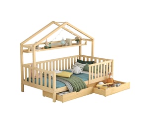 Lit cabane 90x200 cm coloris naturel