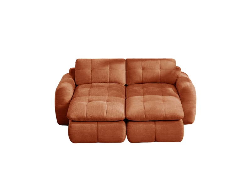 Canapé fixe, droit, modulaire, en tissu chenille, orange 194x160x68cm - Conforama E