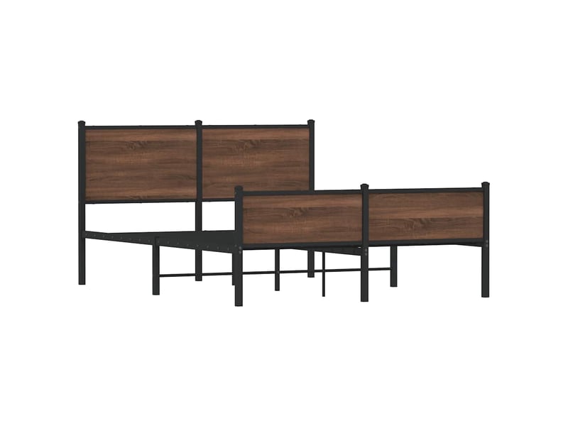 Lit double- lit adulte - cadre de lit en métal sans matelas chêne marron 150x200 cm - Conforama B