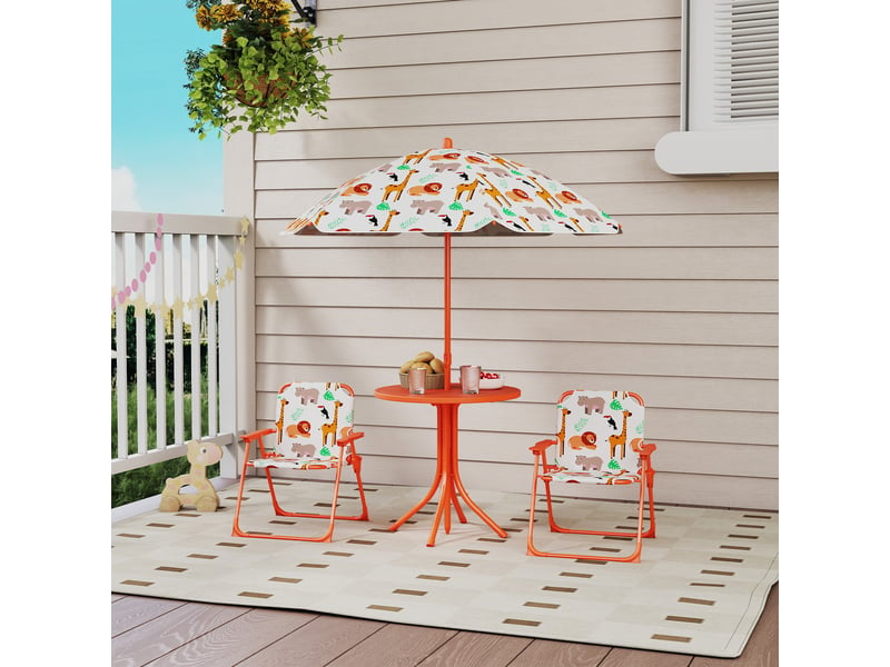  Ensemble de jardin pour enfants avec table de pique-nique et parasol orange  - Conforama C