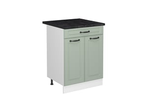 Vicco meuble cuisine, mint campagneblanc, 60cm avec tiroir plan de travail anthracite