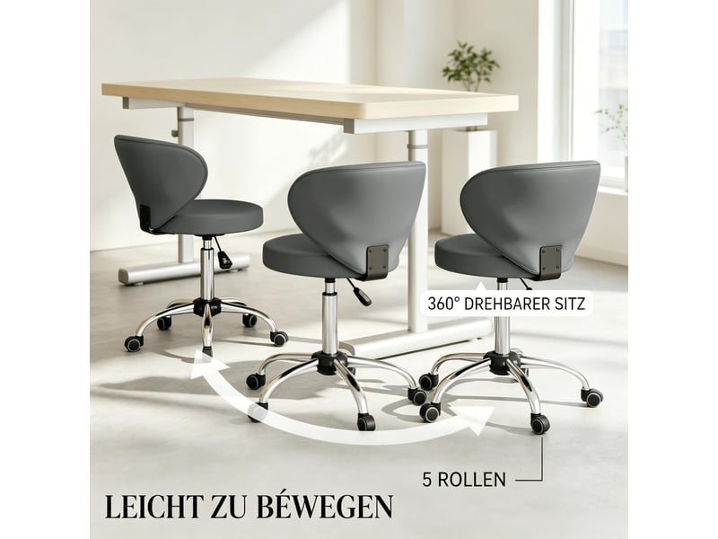  Chaise 73-88 cm pivotant à 360° hauteur réglable revêtement pu dossier tabouret de massage  - Conforama D