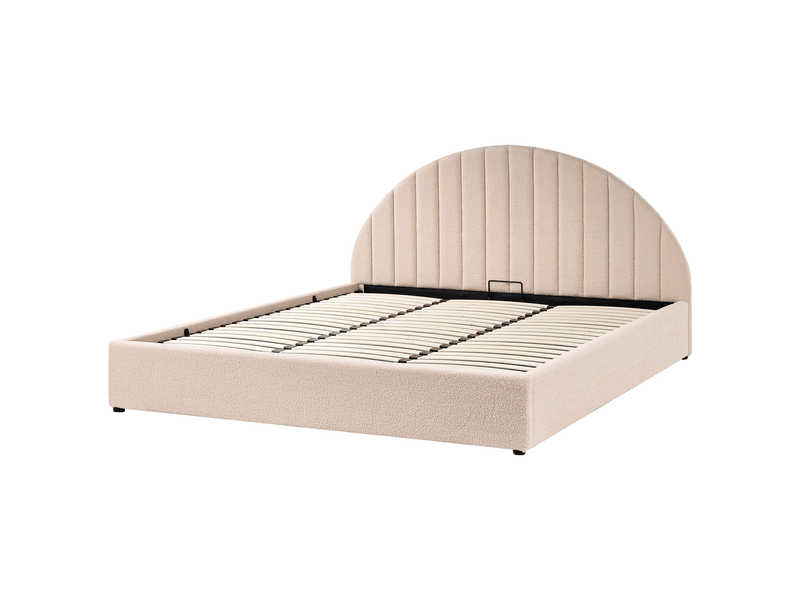  Lit ottoman chadenet bouclé beige clair 180 x 200 cm  - Conforama E