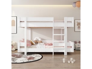 Lit superposé 90x200 cm <strong>MERAX</strong>  <strong>lit enfant blanc</strong> coloris blanc