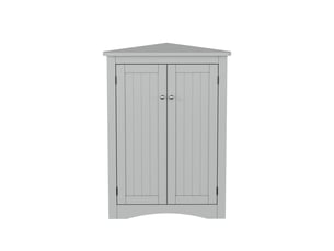 Meuble d'angle de salle de bain 2 portes en mdf gris 61.5 x 34.5 x 90 cm