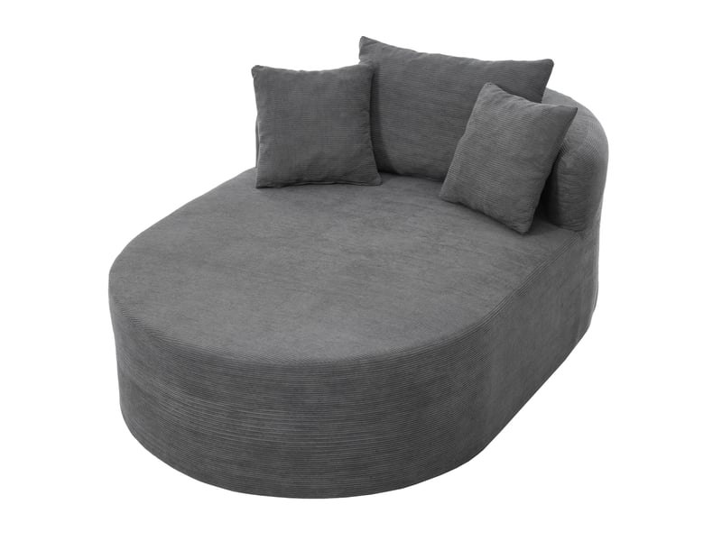 Fauteuil relax ovale modenvie en velours côtelé gris foncé, assise profonde 1 place, 170 x 112,5 x 83 cm - Conforama A